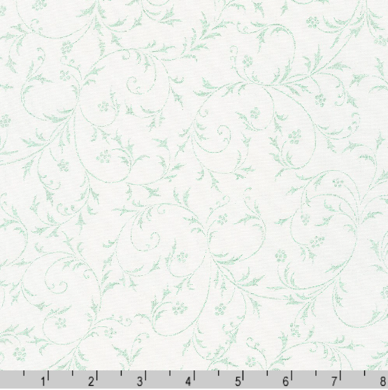 Season of Sparkle - Vines Mint Metallic Fabric