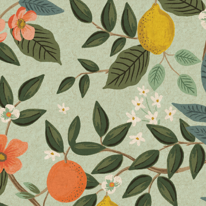 Bramble - Citrus Grove - Mint Unbleached Canvas