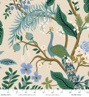 Vintage Garden - Peacock Cream Canvas Metallic