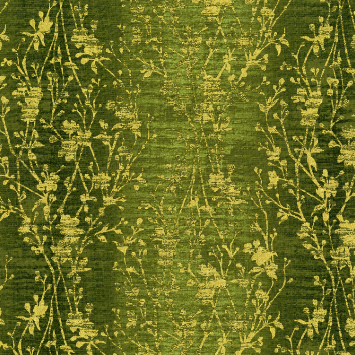 Velvety Vines - Pepper Grass Metallic Fabric