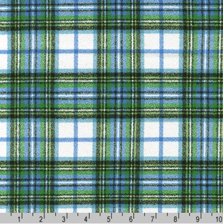 Mammoth Organic Flannel - Plaid Waterfall by Kaufman