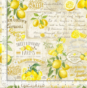 Lemon Bouquet - Lemon Farm Collage Fabric