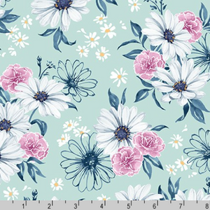 Wishwell Lawns - Florals Mint by Robert Kaufman