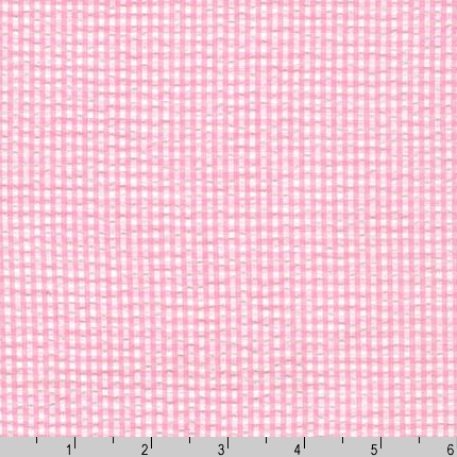 Seersucker Check Pink Fabric - 56" Width