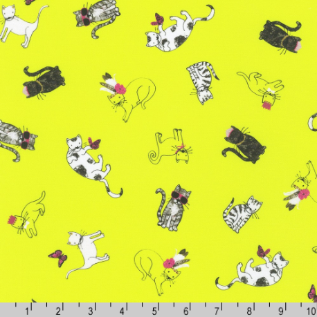 Kaufman - Fancypants - Cats Sunshine Fabric