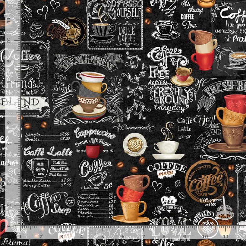 Just Brew It - Coffee Chalkboard Fabric