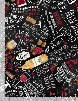 Uncork And Unwind - Wine Cellar Text Fabric