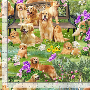 Howl You Doing? - Golden Retriever Park Fabric