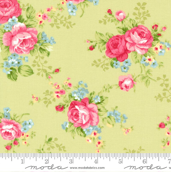 Ellie - Green Main Floral Fabric by Moda