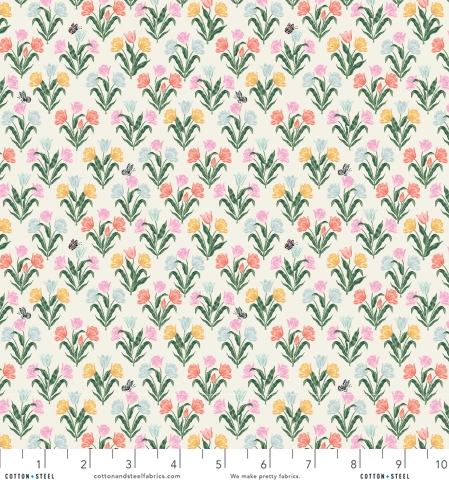 Curio - Tulips White Fabric by Rifle Paper