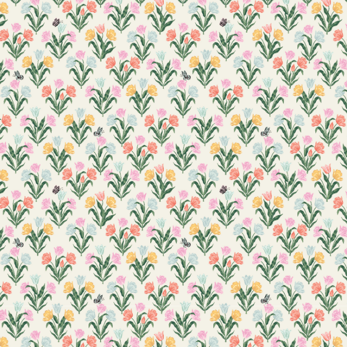 Curio - Tulips White Fabric by Rifle Paper