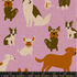 Dog Park - Dog Medley Macaron Canvas Fabric