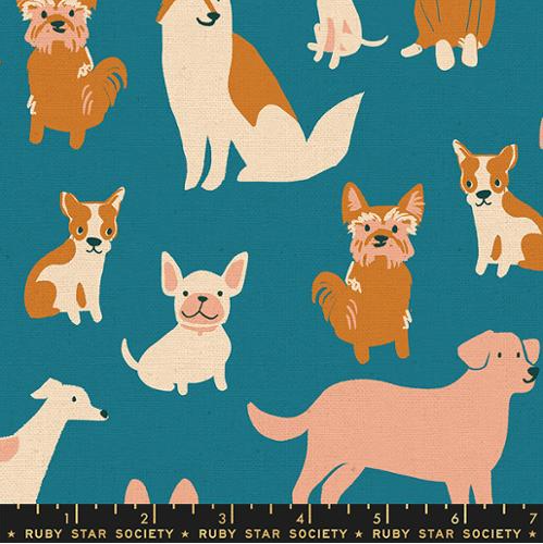 Dog Park - Dog Medley Chambray Canvas Fabric