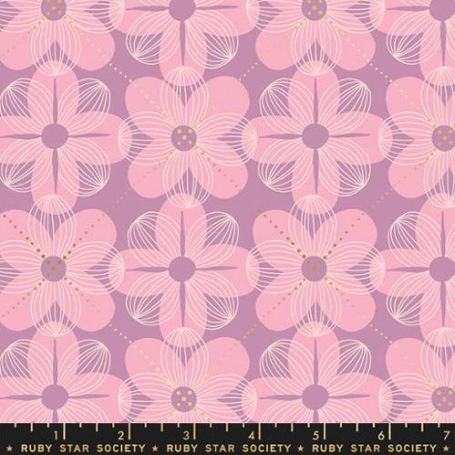 Floradora Metallic Lupine - Dogwood Florals Fabric