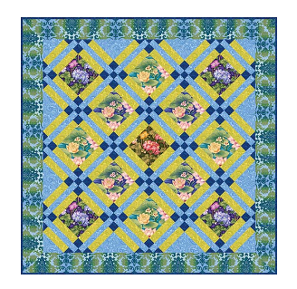 Floral Delight Blue Quilt Kit by Benartex