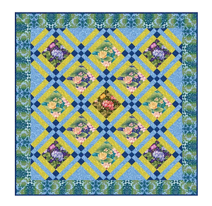 Floral Delight Blue Quilt Kit by Benartex