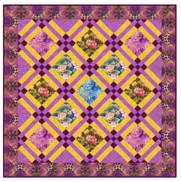 Floral Delight Purple Quilt Kit by Benartex