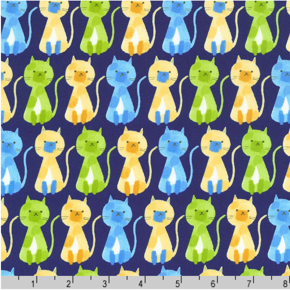 Sevenberry Musings - Cats on Navy Fabric