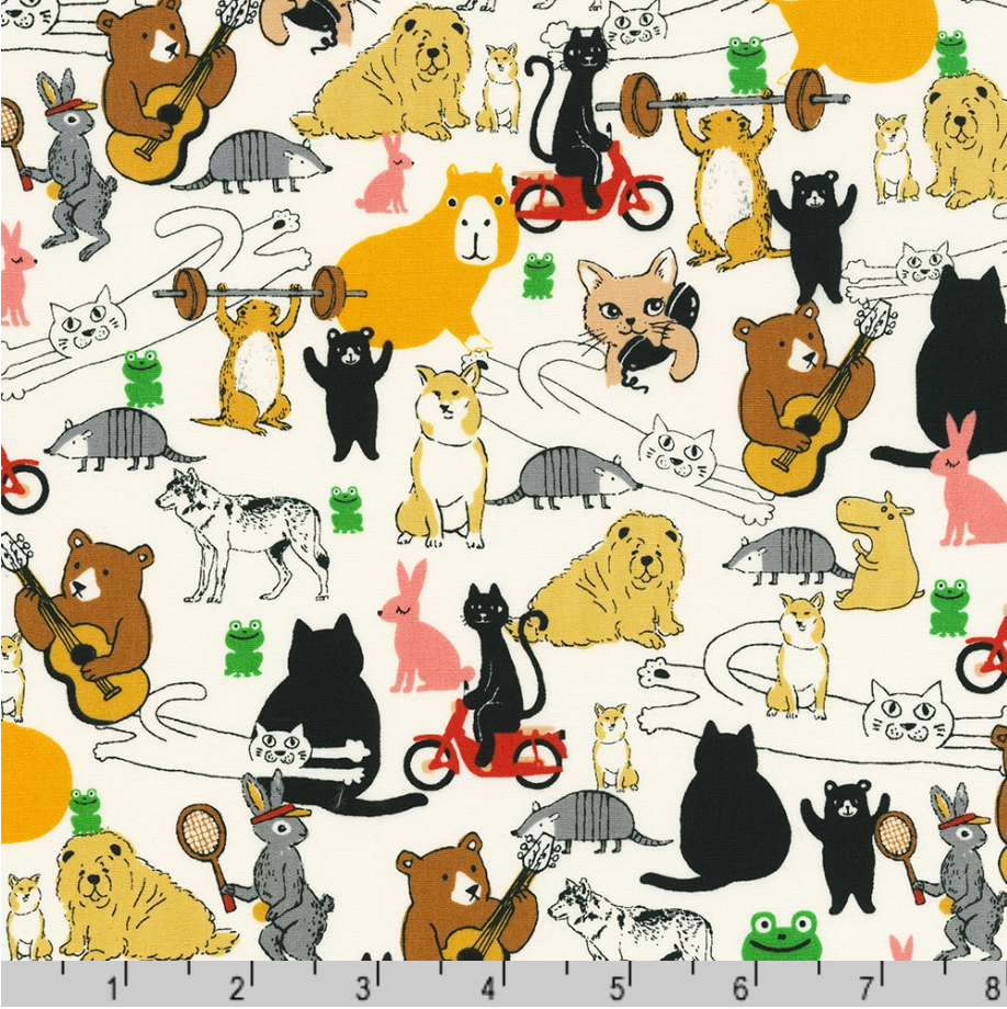 Sevenberry Musings - Animals on Ivory Fabric