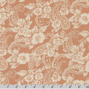 Rayon Crinkle - Florals Paisley Apricot - Kaufman