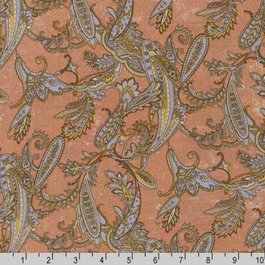 Rayon Crinkle - Paisley Apricot - Robert Kaufman