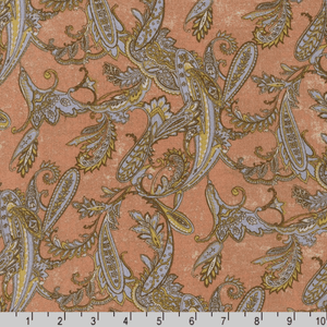 Rayon Crinkle - Paisley Apricot - Robert Kaufman