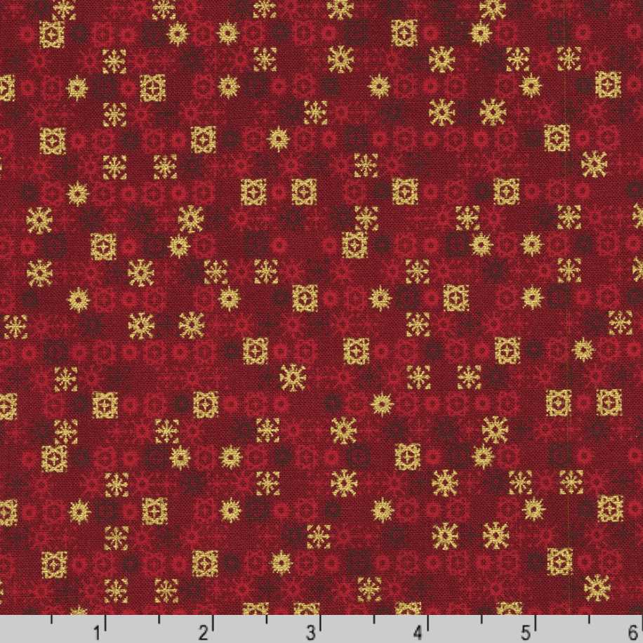 Traditional Trimmings - Gold Snowflakes Cranberry