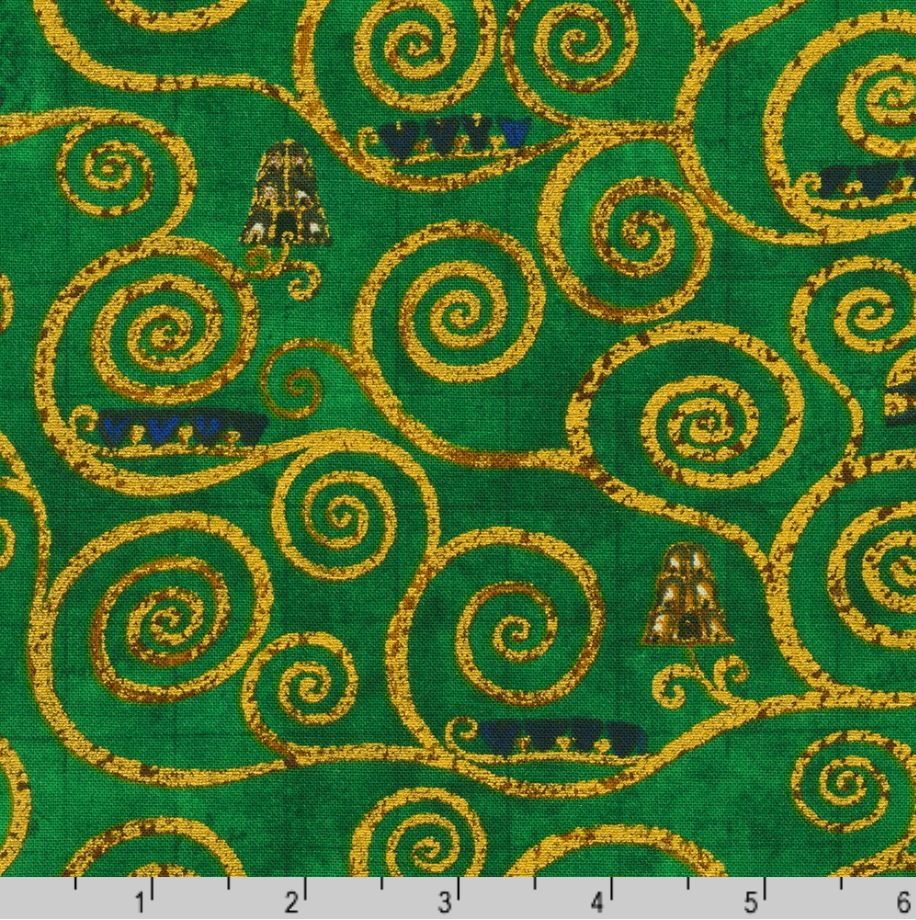 Gustav Klimt - Swirls Green Gold - Robert Kaufman