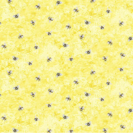 Lemon Bouquet - Tossed Small Bees on Lemon Yellow Yardage