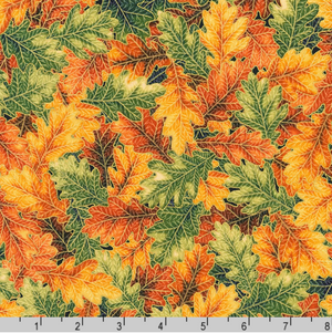 Sweet Pumpkin Spice - Leaves Nature Metallic Yardage