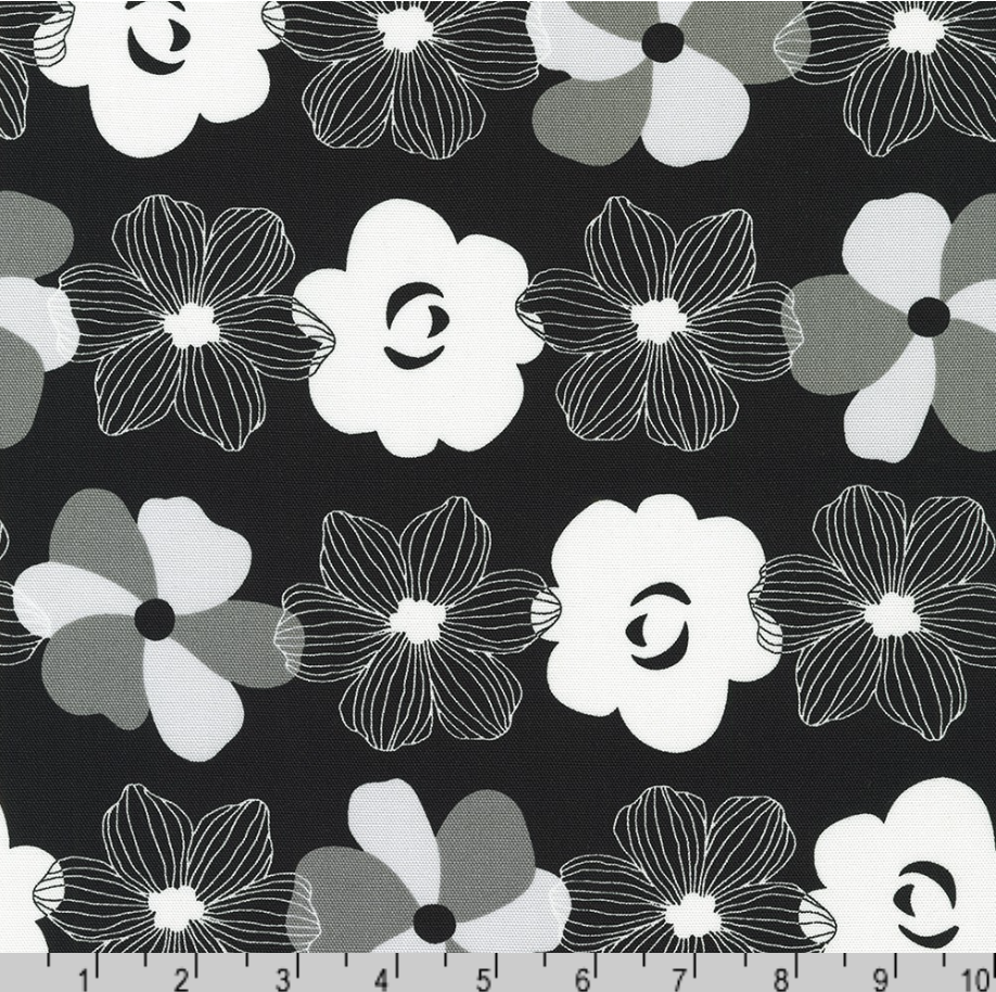 Sevenberry Canvas Prints - Florals on Black Yardage