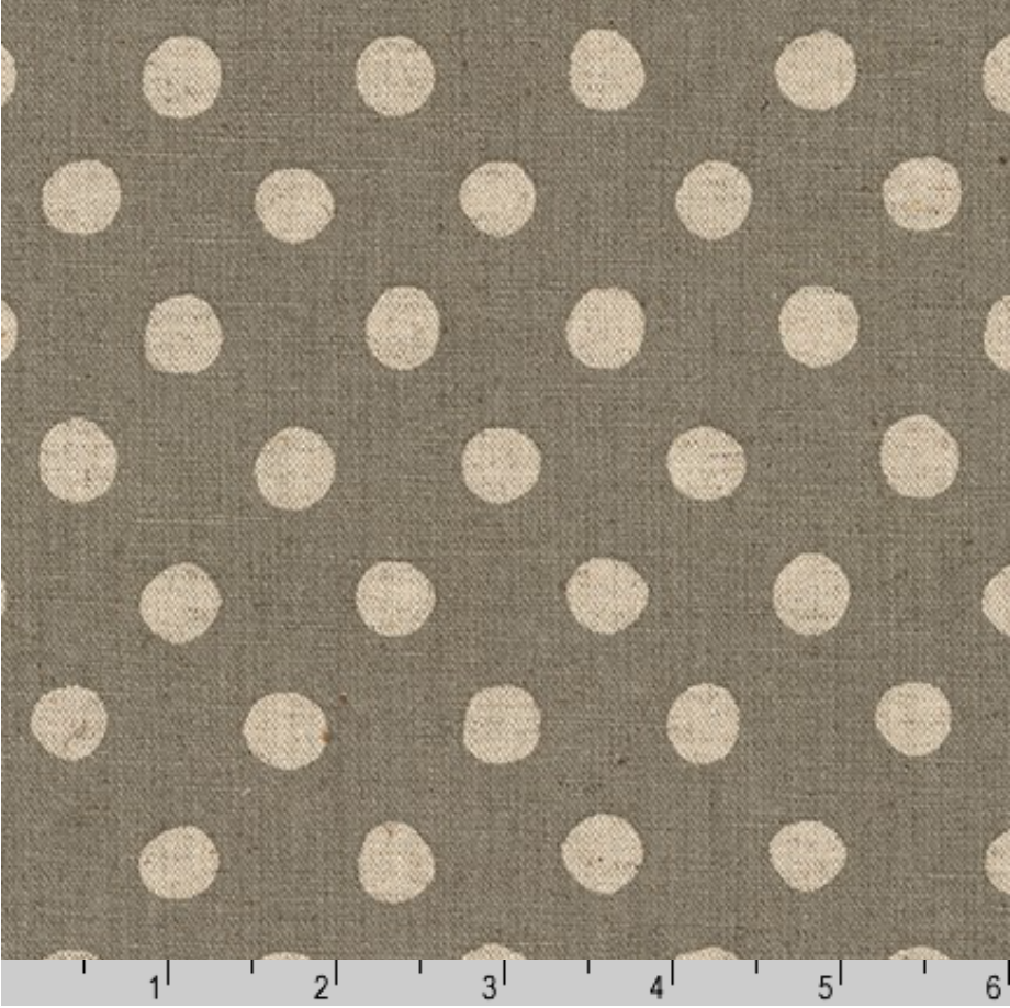 Sevenberry Canvas Natural Dots - Medium Dots Grey Yardage