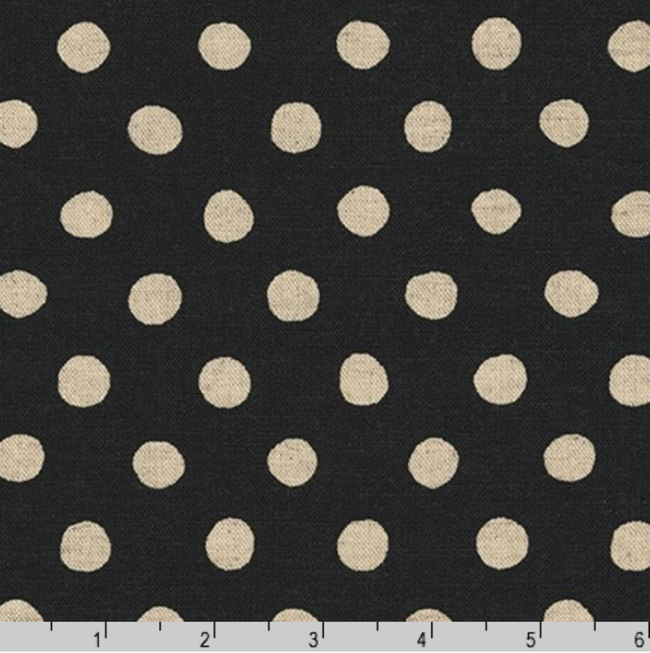 Sevenberry Canvas Natural Dots - Medium Dots Black Yardage