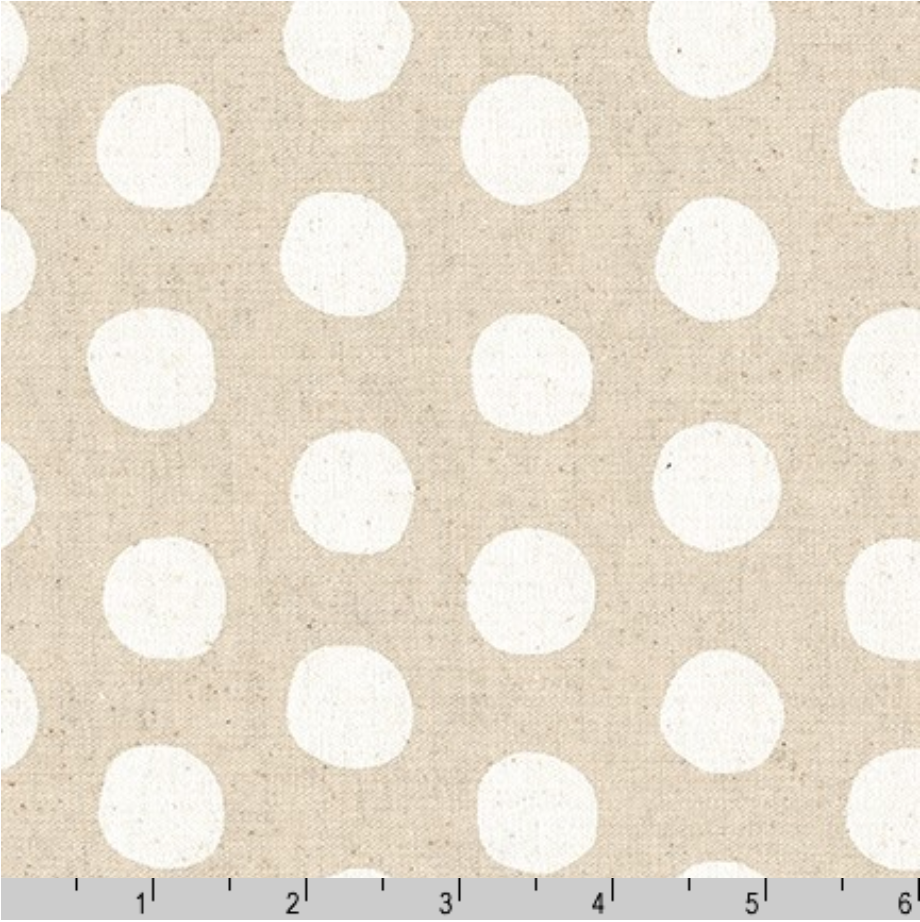 Sevenberry Canvas Natural Dots - Large Dots White Yardage