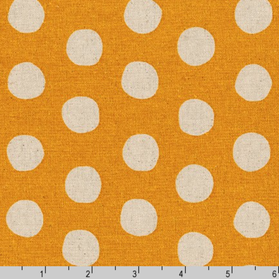 Sevenberry Canvas Natural Dots - Large Dots Gold Yardage