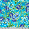 Decadent Garden - Florals Turquoise Metallic Yardage