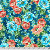 Decadent Garden - Florals Teal Metallic Yardage