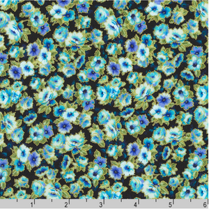 Decadent Garden - Small Florals Navy Metallic Yardage