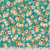 Decadent Garden - Small Florals Turquoise Metallic Yardage