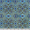 Decadent Garden - Florals Swirls Blue Metallic Yardage