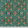 Decadent Garden - Florals Swirls Teal Metallic Yardage