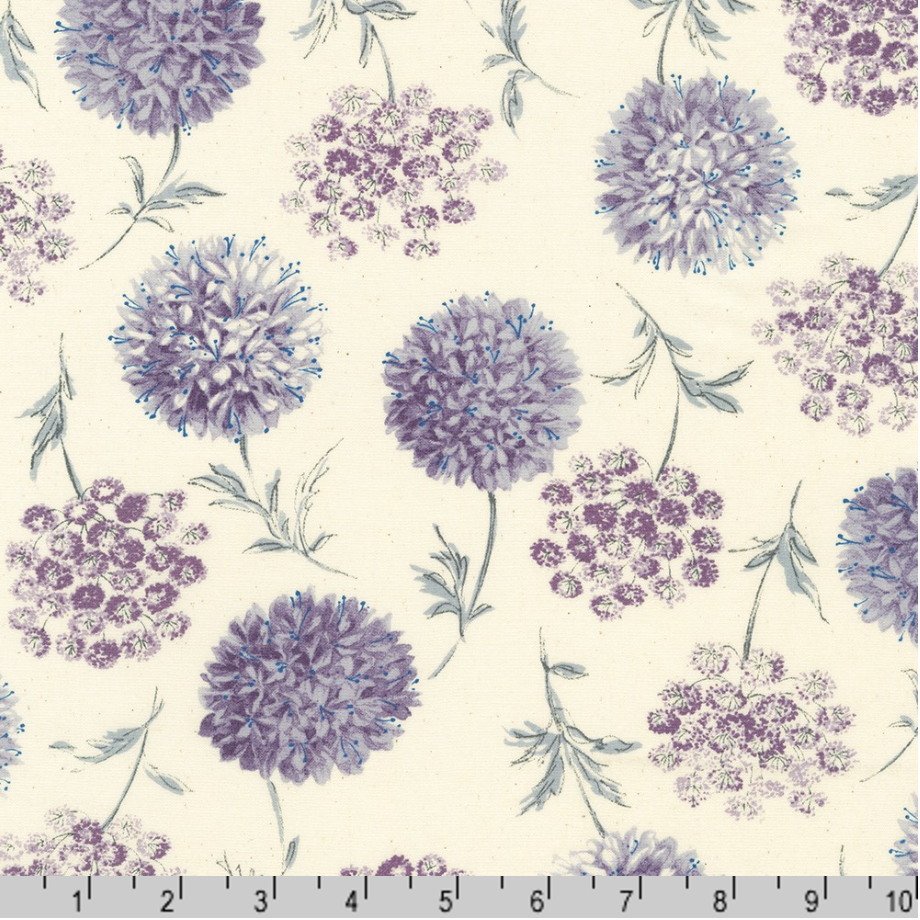 Sevenberry Grace - Florals Natural Lilac Yardage