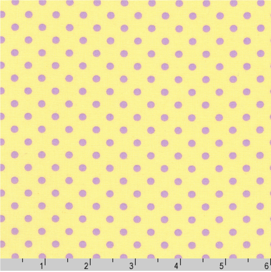 Sevenberry Dots-A-Lot - Lilac Dots on Yellow Yardage