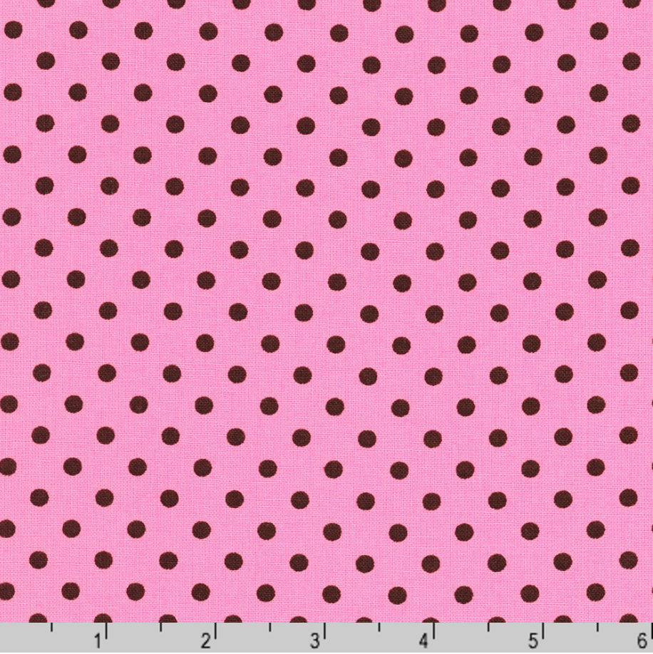 Sevenberry Dots-A-Lot - Brown Dots on Pink Yardage