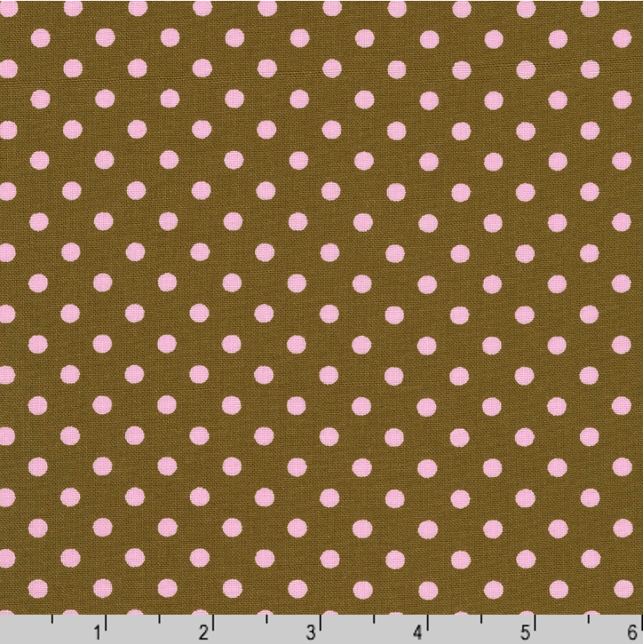 Sevenberry Dots-A-Lot - Pink Dots on Brown Yardage