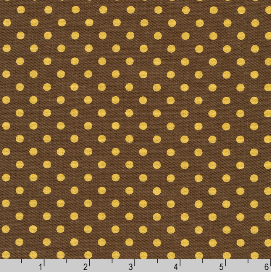 Sevenberry Dots-A-Lot - Yellow Dots on Brown Yardage