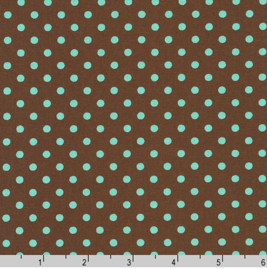 Sevenberry Dots-A-Lot - Mint Dots on Brown Yardage