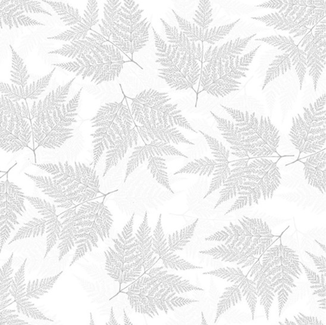 Sparkle and Fade - Ferns White/Silver Metallic