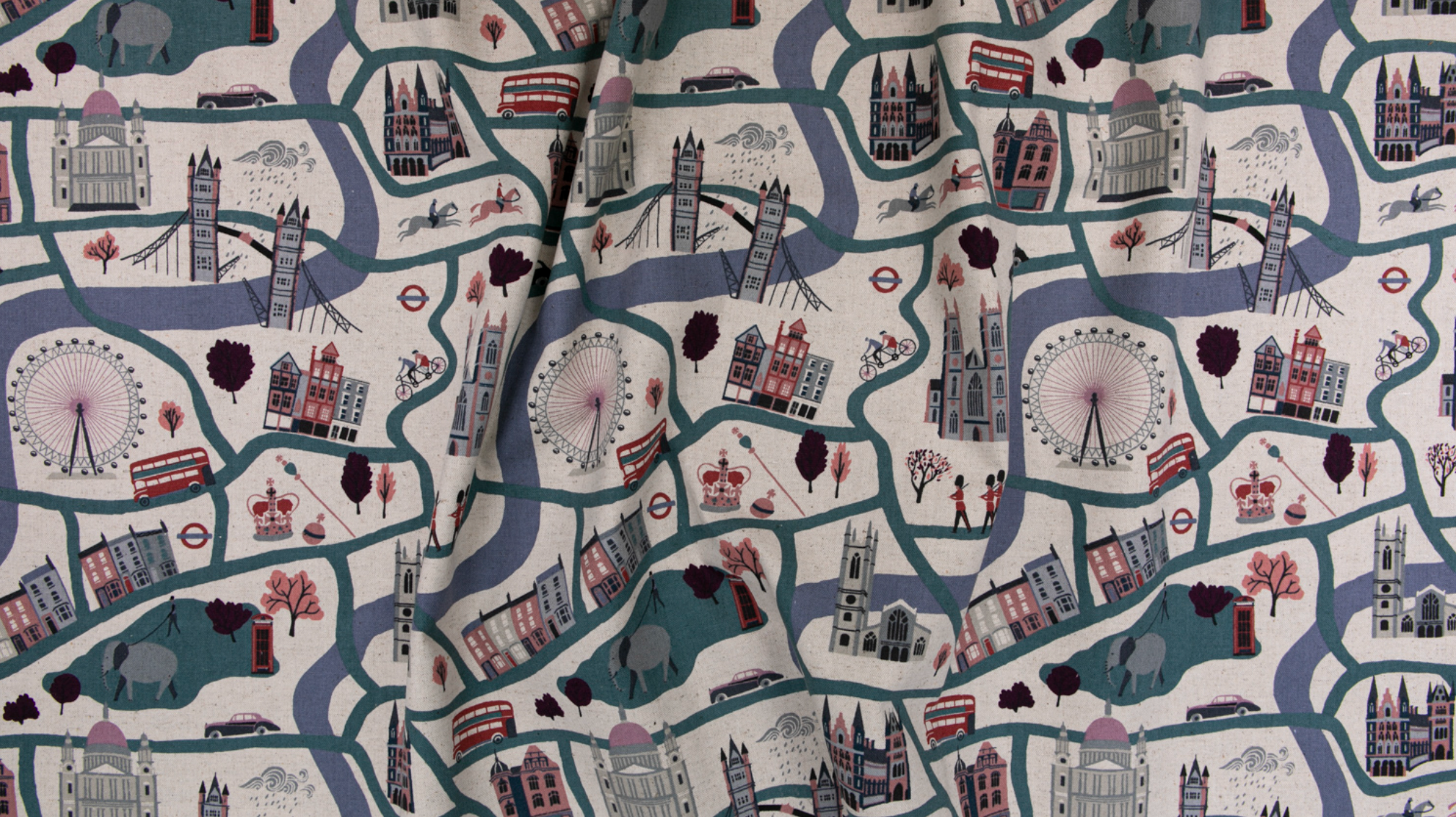 London Town - London Forever - Cloudy Day Canvas Yardage