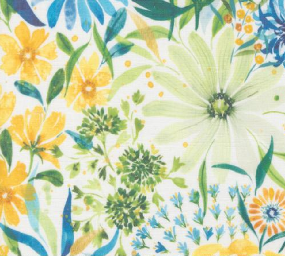 Sunshine And Blue Skies - Florals Cloud Canvas Yardage